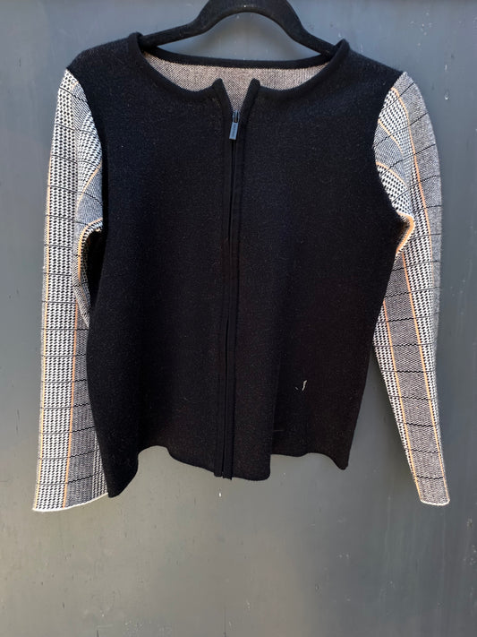 PLAID SWEATER JACKET + PLEATED SKIRT SET
