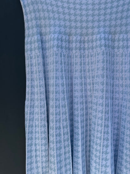 SUMMER HOUNDSTOOTH PLEATED SKIRT