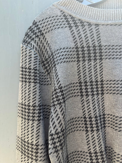 CHARCOAL PLAID SWEATER