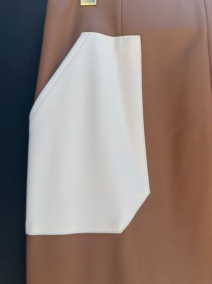 CONSTRAST LEATHER PENCIL SKIRT