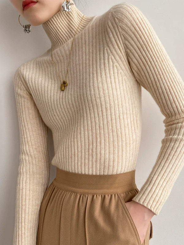 WIDE RIBBED MOCK NECK TURTLENECK