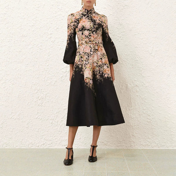 BLACK BOTANICAL DRESS