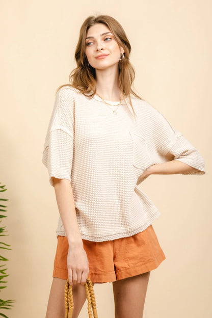 WAFFLE KNIT COMFY TOP