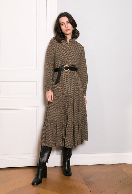 PRINTED BUTTON DRESS