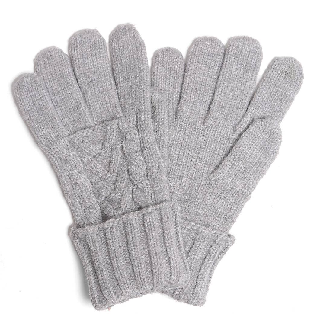 Solid Cable Knitted Flip Cuff Touch Gloves: ONE SIZE / 6 ASSORTED COLORS