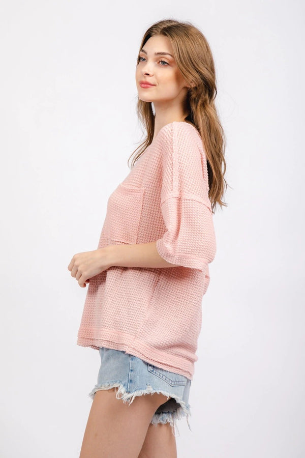 WAFFLE KNIT COMFY TOP