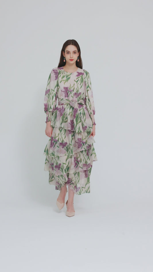 MAXI TIERED DRESS TULIPS