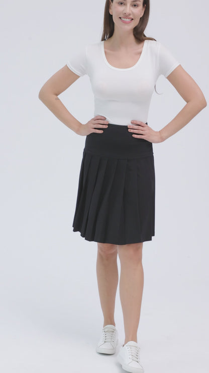 MM COTTON PLEATED SKIRT - BLACK