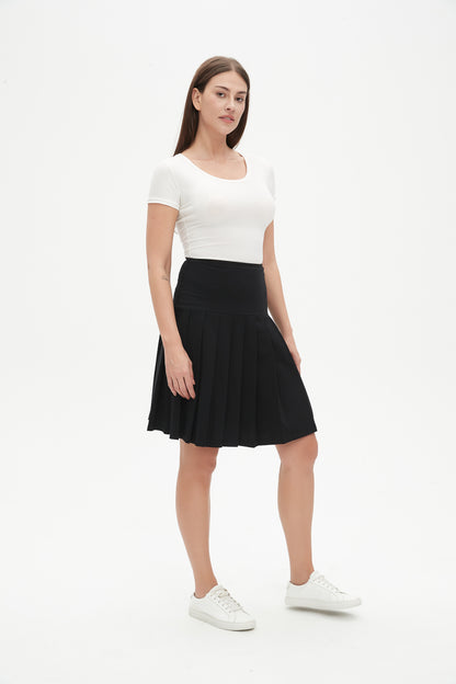 MM COTTON PLEATED SKIRT - BLACK
