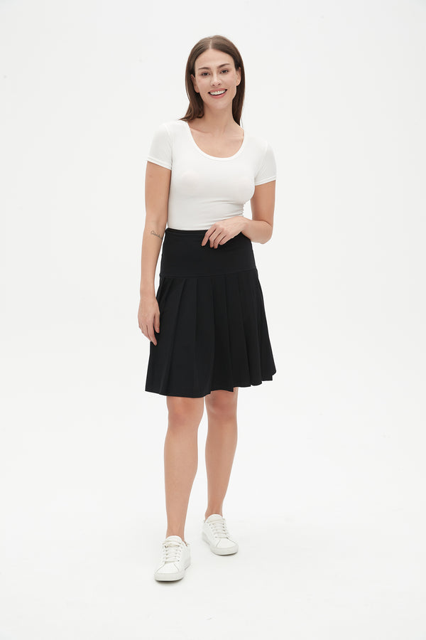 MM COTTON PLEATED SKIRT - BLACK