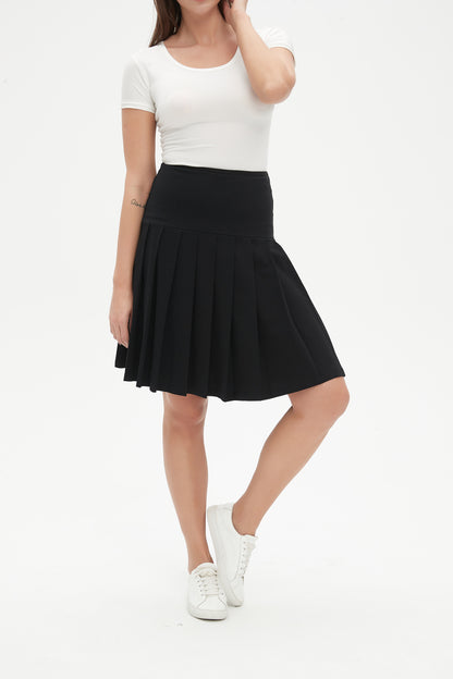 MM COTTON PLEATED SKIRT - BLACK