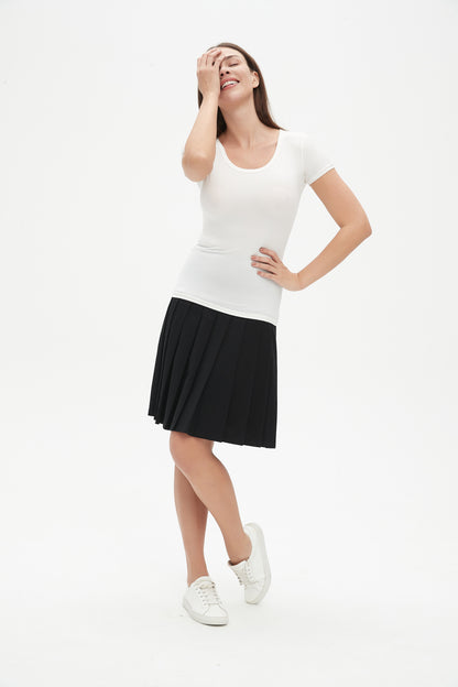 MM COTTON PLEATED SKIRT - BLACK