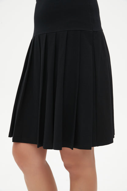MM COTTON PLEATED SKIRT - BLACK