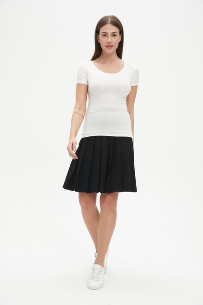 MM COTTON PLEATED SKIRT - BLACK