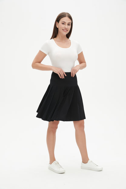 MM COTTON PLEATED SKIRT - BLACK