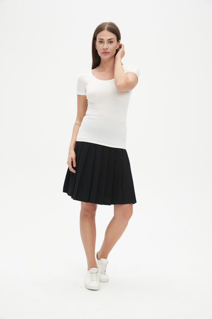 MM COTTON PLEATED SKIRT - BLACK