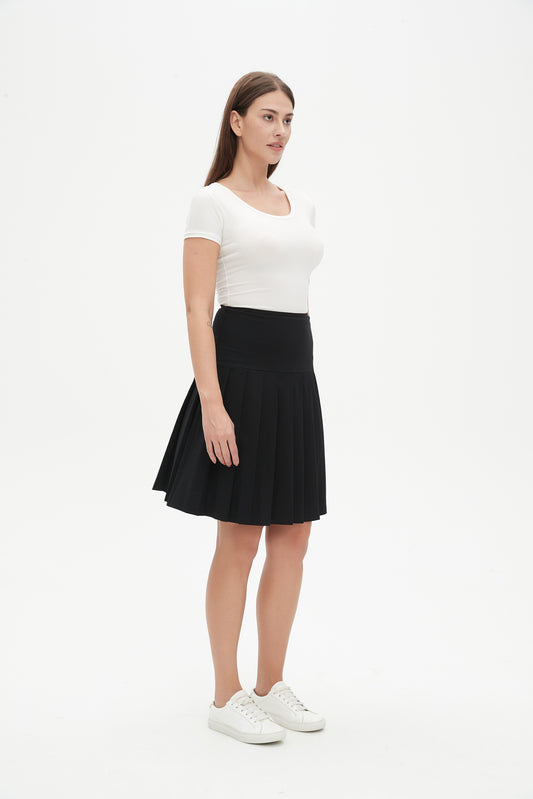 MM COTTON PLEATED SKIRT - BLACK