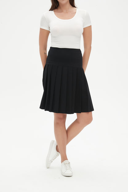 MM COTTON PLEATED SKIRT - BLACK