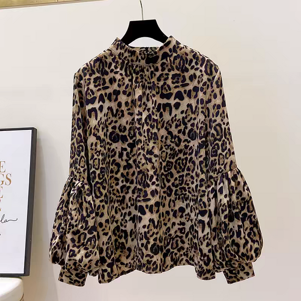 LEOPARD HIGH NECK BLOUSE