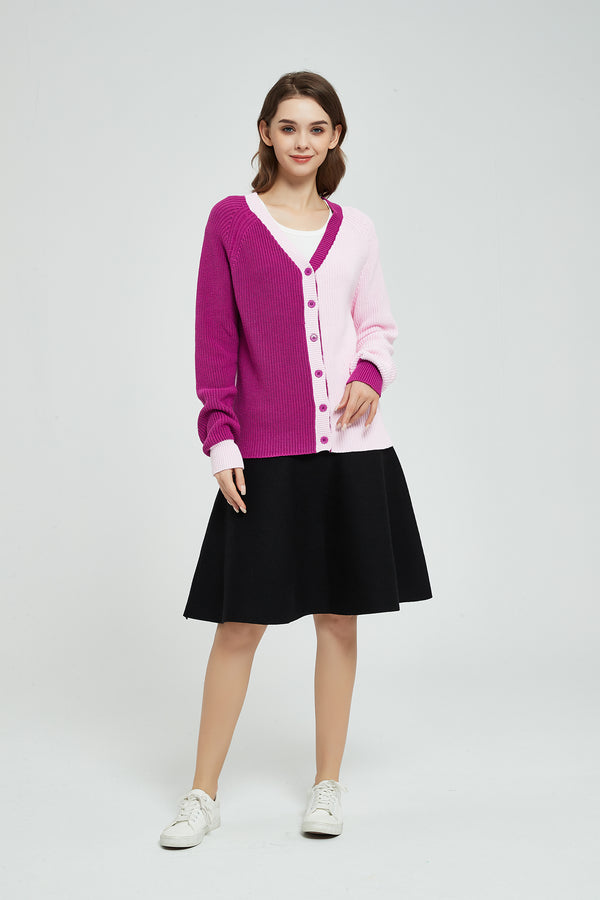 MM SPRING KNIT COLOR BLOCK CARDI