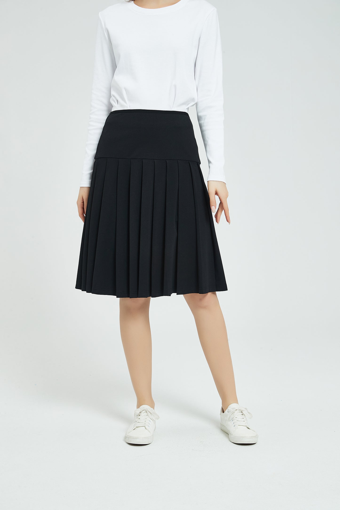 MM COTTON PLEATED SKIRT - BLACK