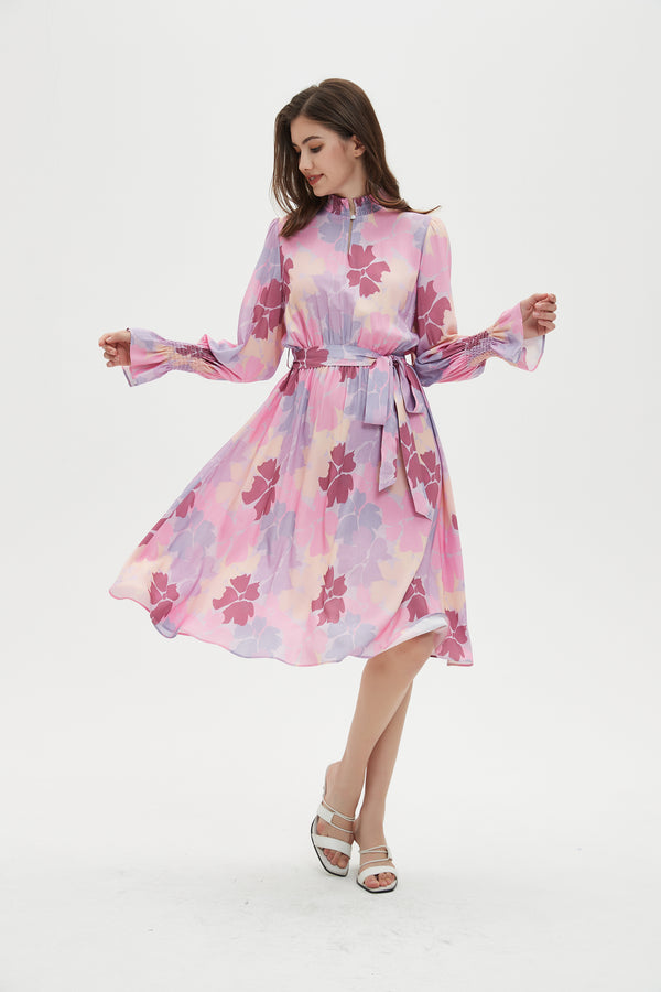 FIT AND FLARE DRESS WITH BELT by MM - RETRO FLORAL