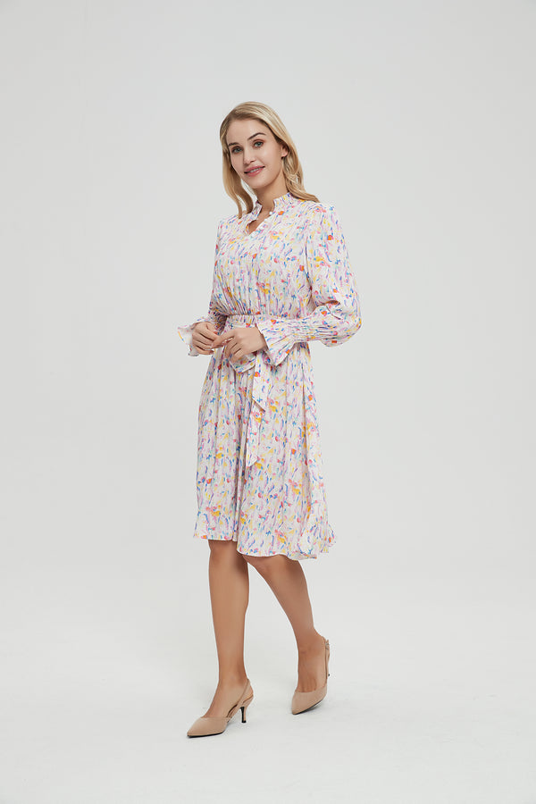FIT AND FLARE DRESS WITH BELT by MM - CONFETTI PRINT
