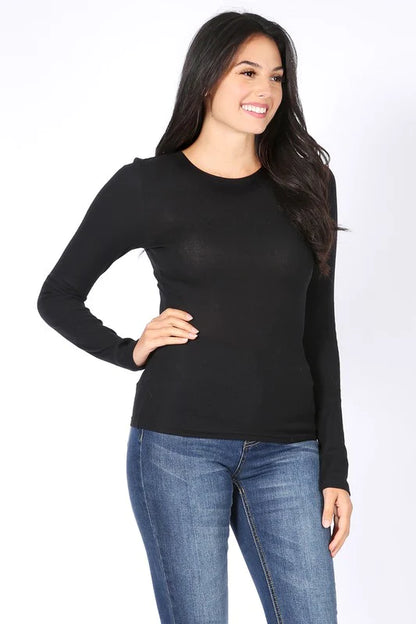 BASIC RIBBED LONG SLEEVE TEE