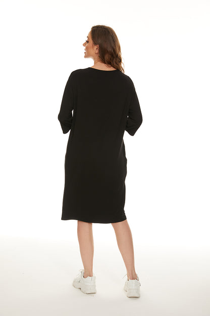 MM EVERYTHING TSHIRT DRESS - BLACK CREW NECK