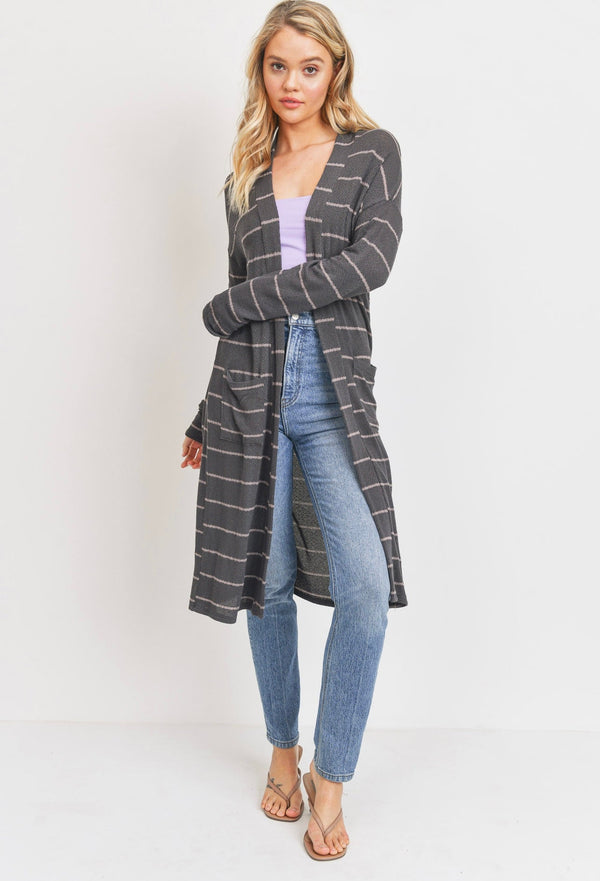 STRIPE KNIT LONG SLEEVE CARDIGAN