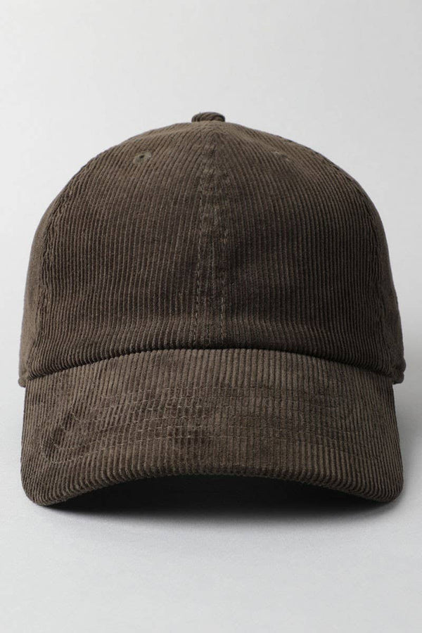 Corduroy Adjustable Cotton Baseball Cap Dad Hat: One Size / OLIVE