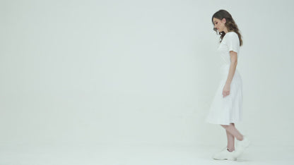 MM SUMMER PLEATED SKIRT- PURE WHITE.