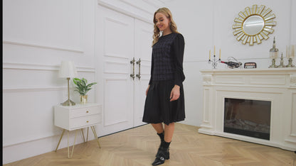 BLACK SILKY PLEATED SKIRT