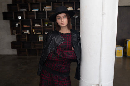 AMAZING MM SKIRT LUREX MAROON PLAID
