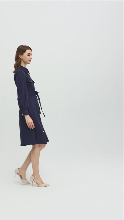 NAVY BUTTON DOWN DRESS