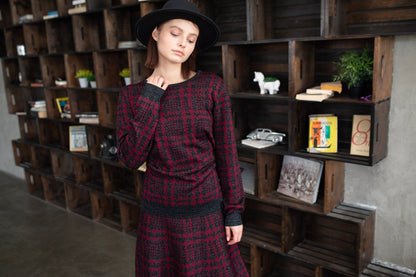 AMAZING MM SKIRT LUREX MAROON PLAID