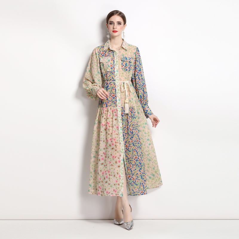 FLORAL MAXI DRESS BUTTON DOWN