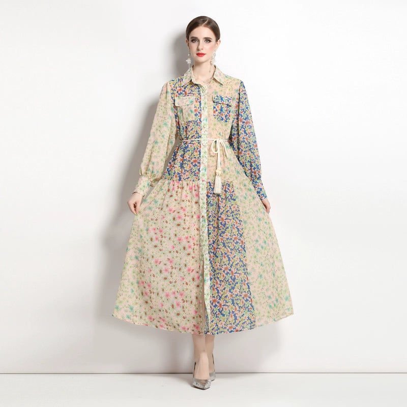 FLORAL MAXI DRESS BUTTON DOWN