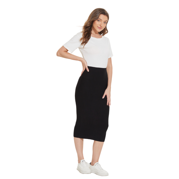 MM STRAIGHT MIDI SKIRT- BLACK 28"