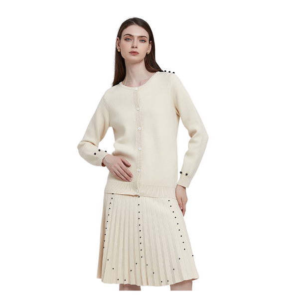 MM LIMITED YEAR ROUND PLEATED - STUDDED CREAM