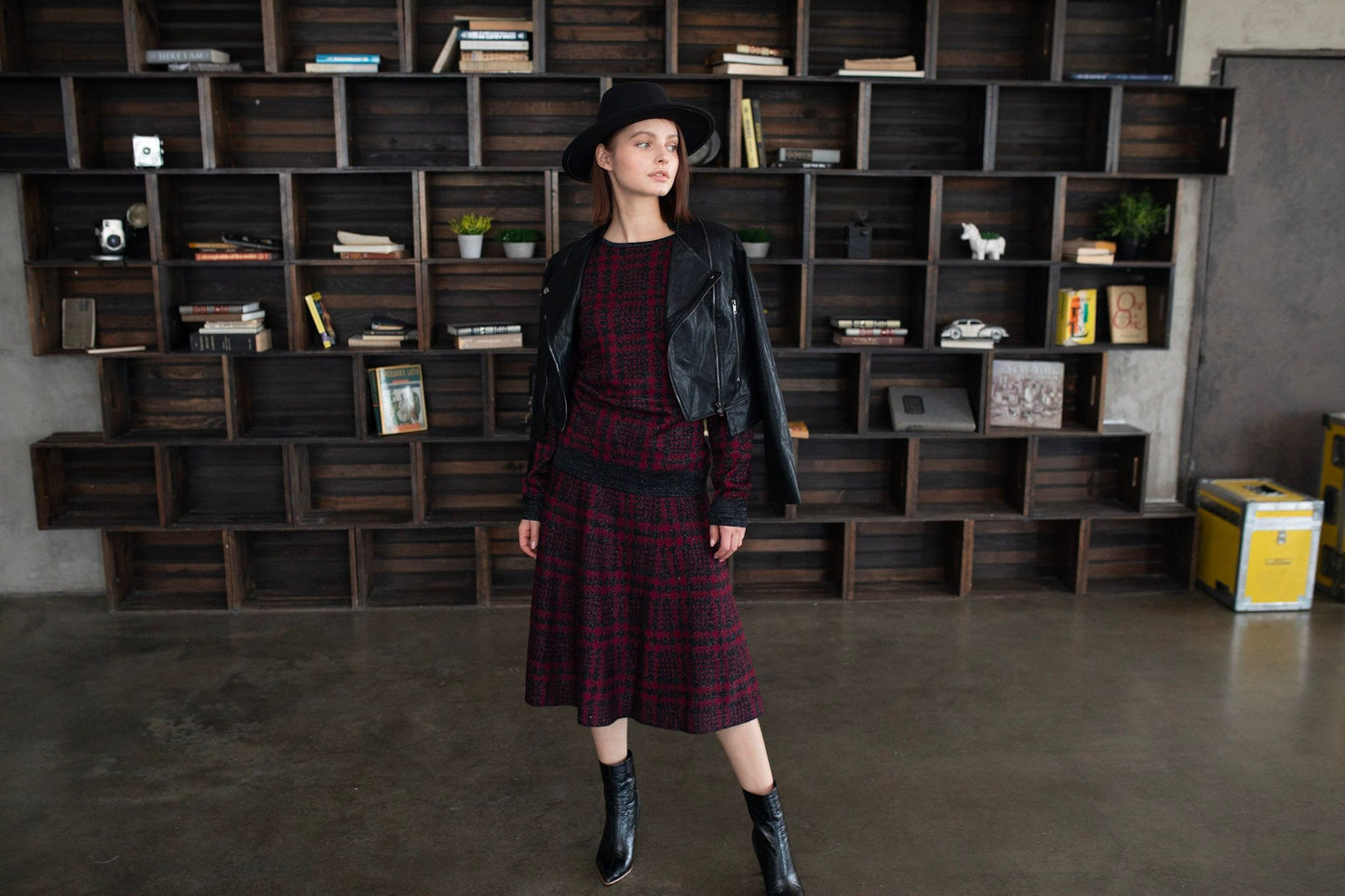 AMAZING MM SKIRT LUREX MAROON PLAID