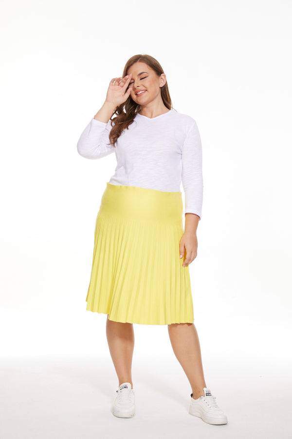 MM PURPLE LABEL - CANARY YELLOW PLEATED (PLUS SIZE)