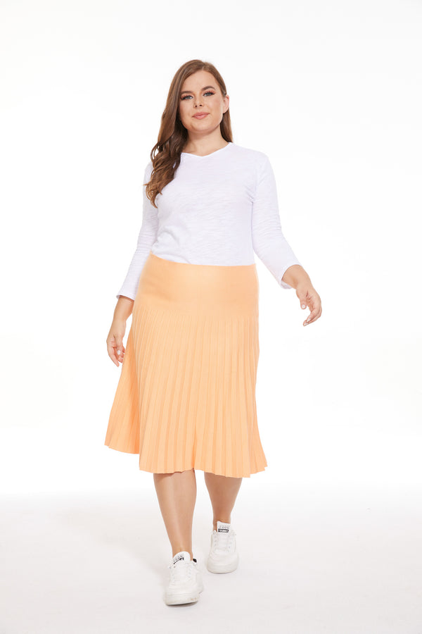 MM PURPLE LABEL - PASTEL ORANGE PLEATED (PLUS SIZE)