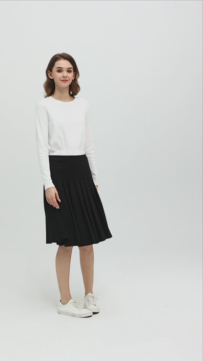 MM COTTON PLEATED SKIRT - BLACK
