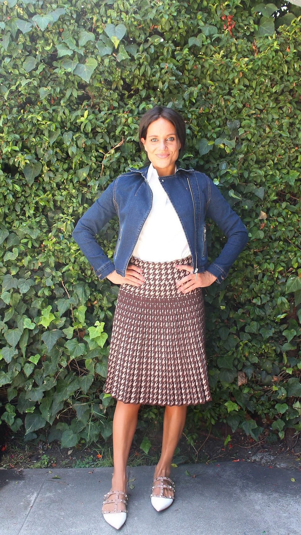 MM YEAR ROUND PLEATED - BROWN HOUNDSTOOTH