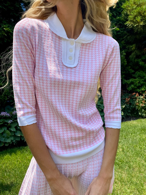 MM PINK HOUNDSTOOTH SUMMER TOP