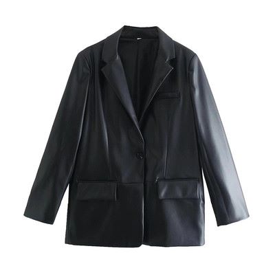 FAUX LEATHER BLAZER