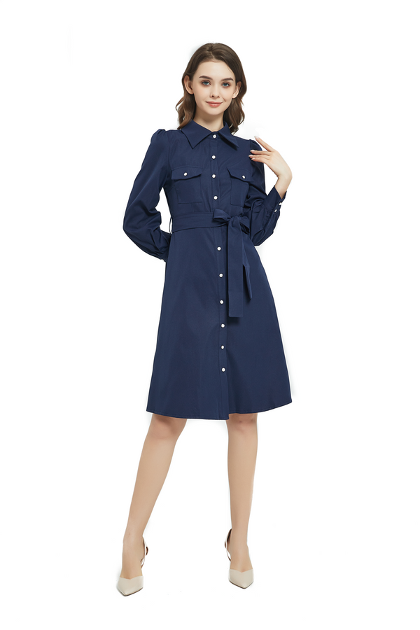 NAVY BUTTON DOWN DRESS