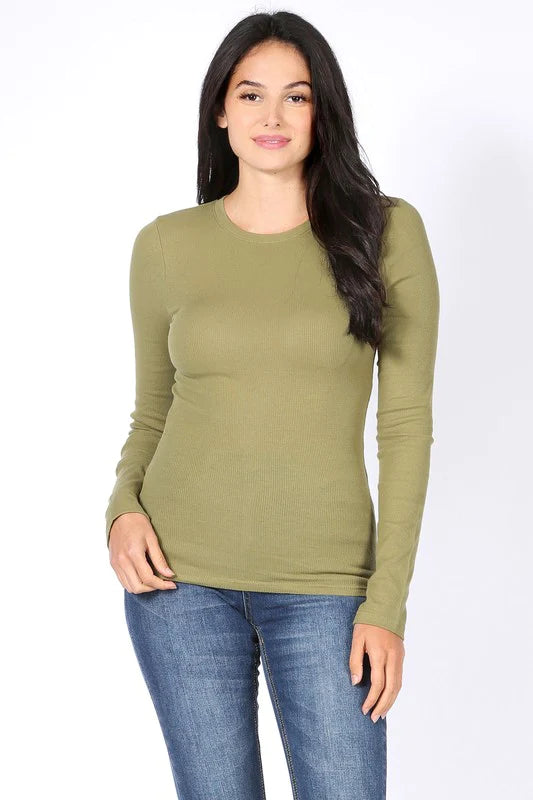 BASIC RIBBED LONG SLEEVE TEE