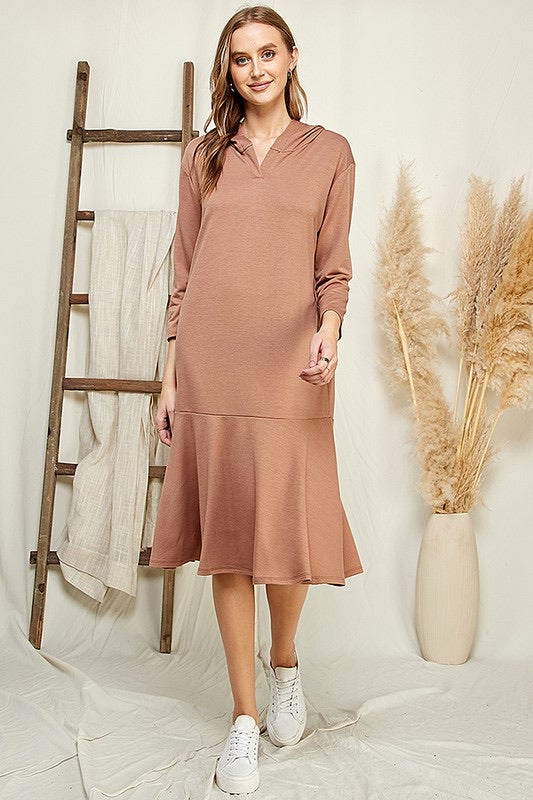 HOODIE FLARE MIDI DRESS